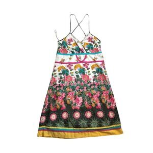 DESIGUAL Women's Floral Spaghetti Strap Dress 100% Cotton‎ Size 42